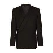 Dolce & Gabbana Svart Silke Wrap Blazer Black, Herr