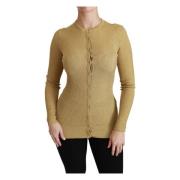 Dolce & Gabbana Guld Långärmad Cardigan Tröja Yellow, Dam