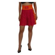 Dolce & Gabbana Pink Orange Lace Cotton High Waist Shorts Pink, Dam