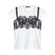 Dolce & Gabbana T-shirt med bralette-detaljer White, Dam