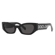 Dolce & Gabbana Kvinnors Cat-Eye Solglasögon med Oversized Logo Black,...