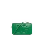 Dolce & Gabbana Leather shoulder bag with logo Green, Dam