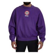 Dolce & Gabbana Lyxig Bomull Crewneck Sweater Purple, Herr