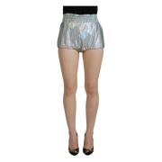 Dolce & Gabbana Silver Holografiska Hot Pants Shorts med hög midja Gra...