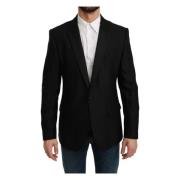 Dolce & Gabbana Slim Fit Martini Blazer, Italiensk Design Black, Herr