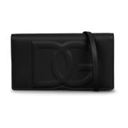 Dolce & Gabbana Logo-Präglad Läder Crossbody-väska Black, Dam