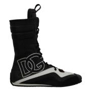 Dolce & Gabbana Multifärgade Läder Boxningshöga Sneakers Black, Herr