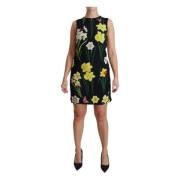 Dolce & Gabbana Svart Ärmelös Sheath Miniklänning med Blommigt Mönster...