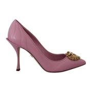 Dolce & Gabbana Underbara Devotion Heart Läderklackar Pumps Pink, Dam