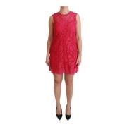 Dolce & Gabbana Blommig Spets Shiftklänning Mini Klänning Pink, Dam