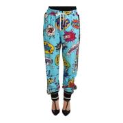 Dolce & Gabbana Cartoon Print Jogger Byxor Blue, Dam