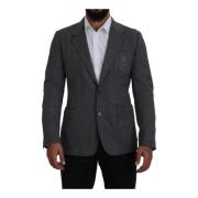 Dolce & Gabbana Stilig Grå Blazer med Bi-Krona Brodyr Gray, Herr