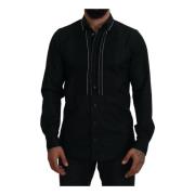 Dolce & Gabbana Svart Slim Fit Bomullsskjorta Black, Herr