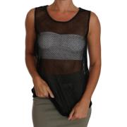 Dolce & Gabbana Svart Mesh Transparent Blus T-shirt - Trendig Modell B...