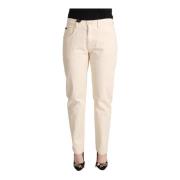 Dolce & Gabbana Vit Mid Waist Skinny Denim Jeans med Logo Plaque White...