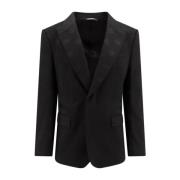 Dolce & Gabbana Svart Blazer med Peak Revers Black, Herr