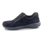 Gabor Blå Nubuck Walking Sneaker för Kvinnor Blue, Dam