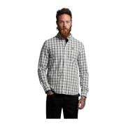 Lyle & Scott Rutig Poplin Skjorta - Mid Grey Marl/Touchline White Mult...