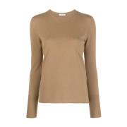 Salvatore Ferragamo Lyxig Cashmere Rund Hals Tröja Beige, Dam