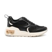 Salvatore Ferragamo Almond-Toe Lädersneakers Black, Dam