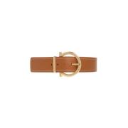Salvatore Ferragamo Leather belt with decorative buckle Brown, Dam