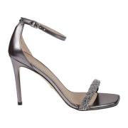 Stuart Weitzman Gunmetal Nudistcurve Höga Klack Sandaler Gray, Dam