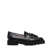 Stuart Weitzman Svarta Läder Moccasin Loafers för Kvinnor Black, Dam