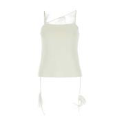 Jil Sander Höj Ivory Viscose Blend Top White, Dam