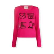 Alberta Ferretti Rundhalsad stickad tröja Pink, Dam