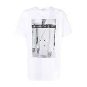 Alexander McQueen Grafisk Tryck Bomull T-shirt för Män White, Herr
