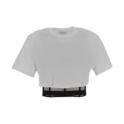 Alexander McQueen Edgy Corset T-Shirt White, Dam