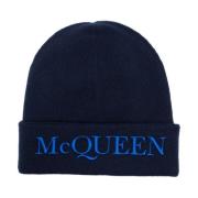 Alexander McQueen Blå Hatt med Broderad Logotyp Blue, Herr