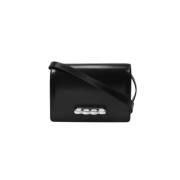 Alexander McQueen Svart Läder Fyra Ring Satchel Black, Dam