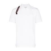 Alexander McQueen Logo-Strap Pique Polo Shirt White, Herr