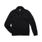 C.p. Company Hög Hals Lammsull Cardigan med Dragkedja Black, Herr