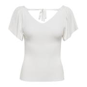Only Vit V-ringad dam T-shirt White, Dam