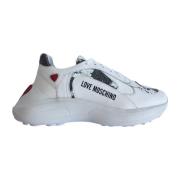 Love Moschino Sneakers med paljetter och applikationer White, Dam