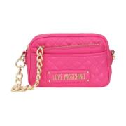 Love Moschino Quiltad PU Cross Body Väska Pink, Dam