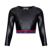 Versace Jeans Couture Beskuren topp med logotyp Black, Dam