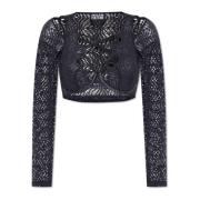 Versace Jeans Couture Crop top med långa ärmar Black, Dam