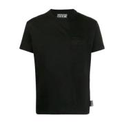Versace Jeans Couture Svart Herr T-shirt med Broderad Logotyp Black, H...