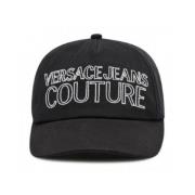 Versace Jeans Couture Svart Unisex Keps med Broderad Logotyp Black, Un...
