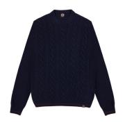 Colmar Blå Cable-Knit Crew-Neck Sweater Blue, Herr