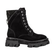 ALMA EN PENA Studded Läder Ankelboots Black, Dam