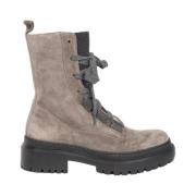 Brunello Cucinelli Gråa Mocka Ankelboots Gray, Dam