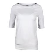 Brunello Cucinelli T-shirt med kvartärmar och båtringning White, Dam