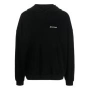 Palm Angels Svart bomullshoodie med broderad logga Black, Herr