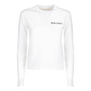 Palm Angels Vit långärmad T-shirt - Slim Fit - Alla temperaturer - 90%...