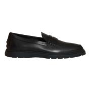 Tod's Svart Läder Gummisula Moccasin Black, Herr