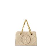 Tory Burch Mjuk Mini Chain Shopper Väska - Läder - Ny Kräm Beige, Dam